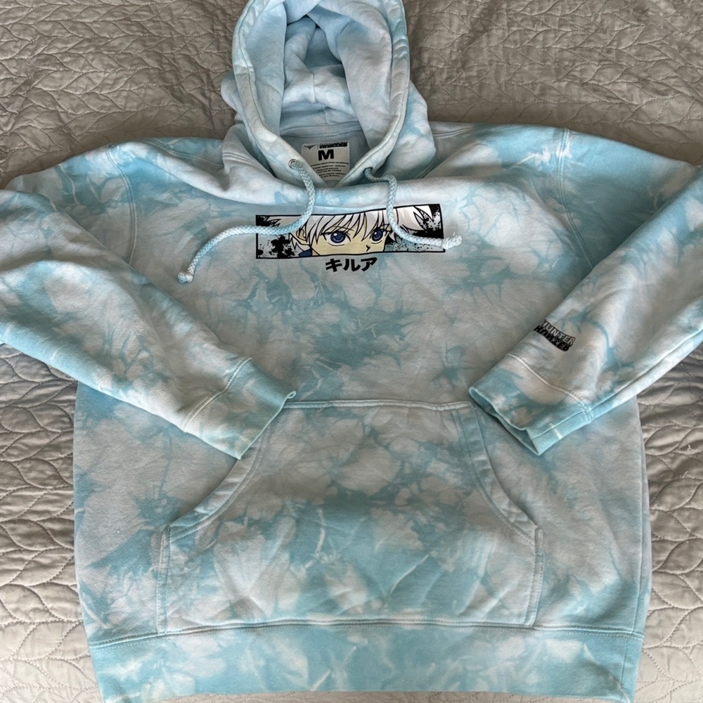 Hypland & Hunter Light Blue Tie-Dye Hoodie with Graphic Label